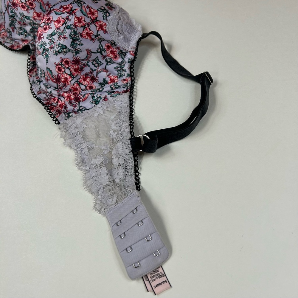 Dream Angels Victorias Secret 34DD Lined Demi Bra Floral Purple Pink Black #2954 - Picture 12 of 12